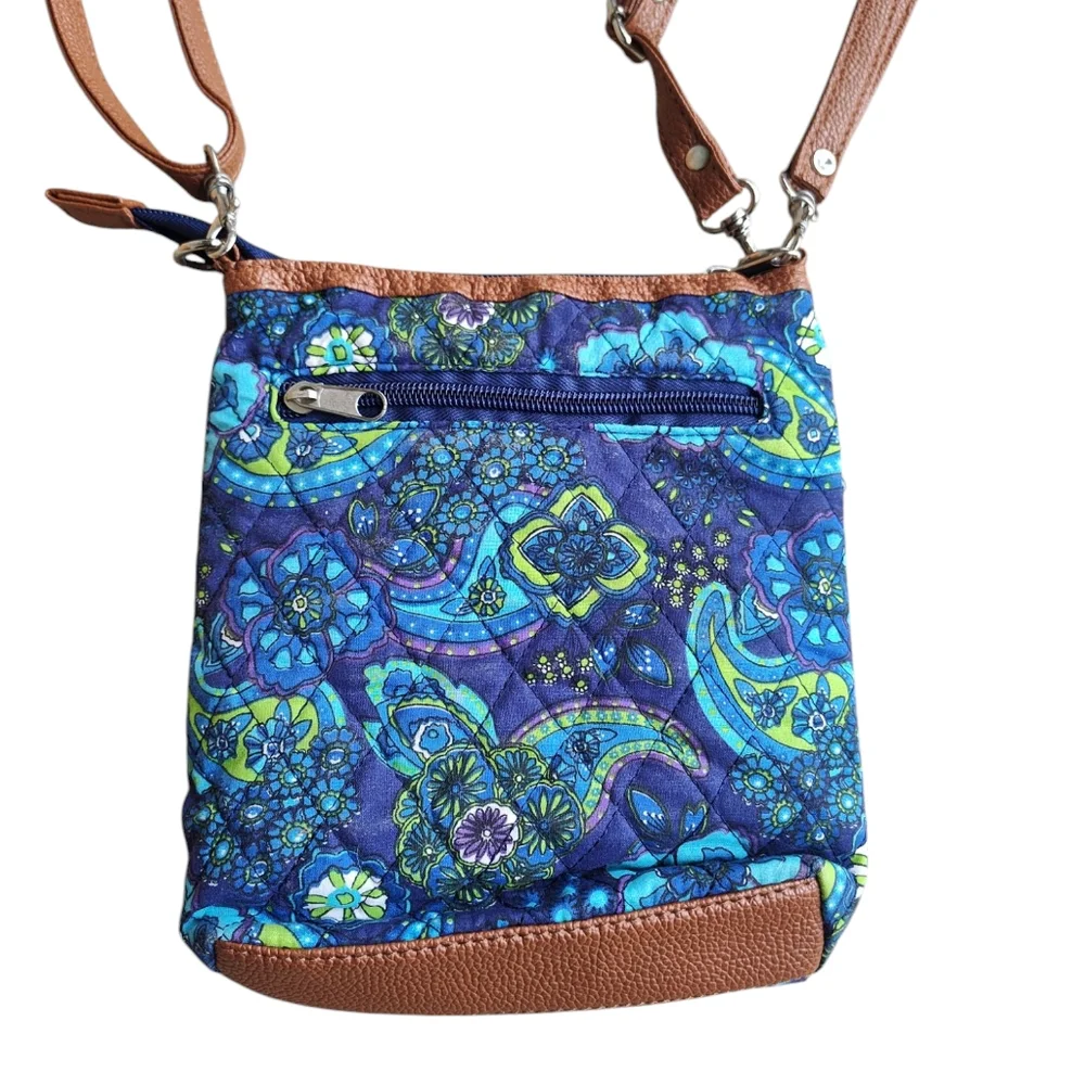 Stone Mountain Blue Floral Quilted Crossbody Vegan - Picture 3 of 4